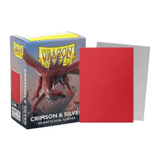 [AT-15072] DS 100 Matte Dual Sleeves - Crimson/Silver